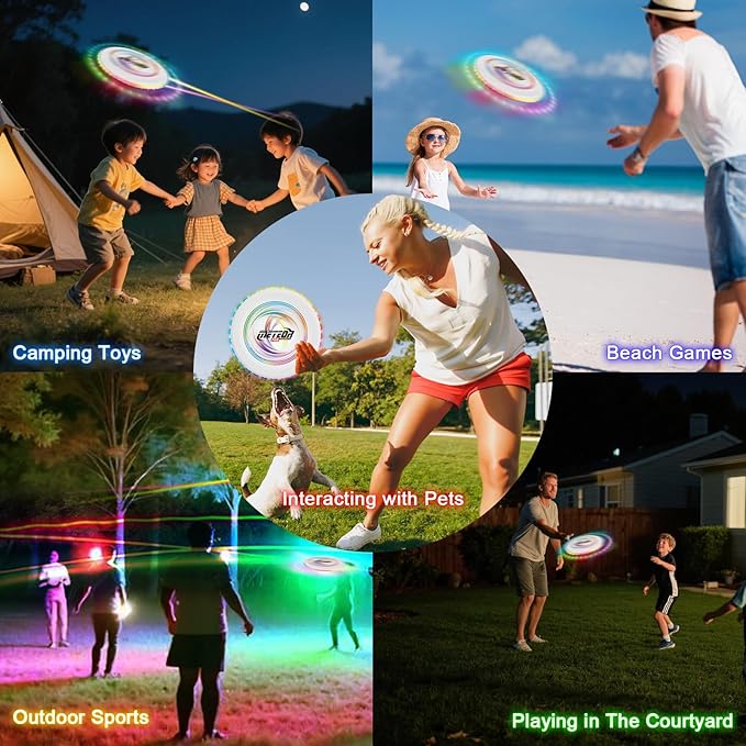 Light Up Flying Disc with 16 Millions Colors-45 LEDs & 13 Light Modes Flying Ring, Glow in The Dark