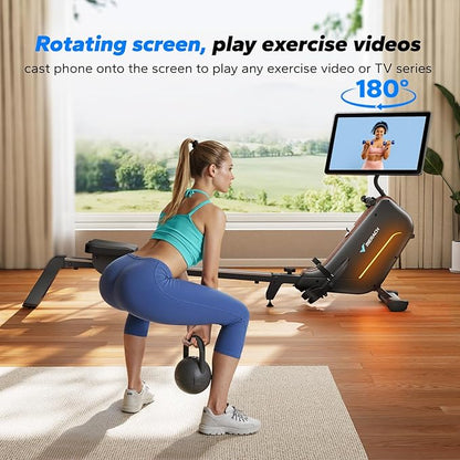 MERACH Rowing Machines for Home, Powerful Electromagnetic Row Machine with 51.2" Extended Rail
