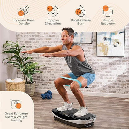 Lifepro Rumblex Max 4D Black Vibration Plate Exercise Machine with Loop Resistance Bands for Home