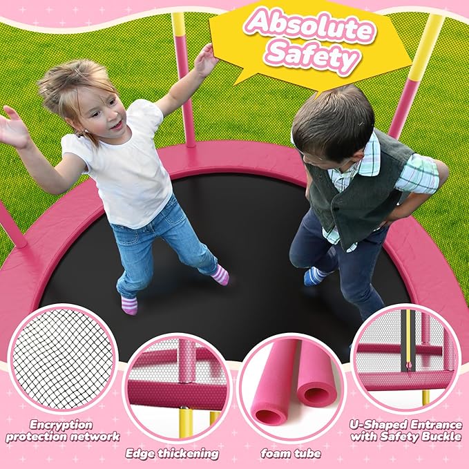 6FT Indoor Trampoline for Kids Ages 1-8, 72" Mini Toddler Indoor & Outdoor Trampoline with Safety