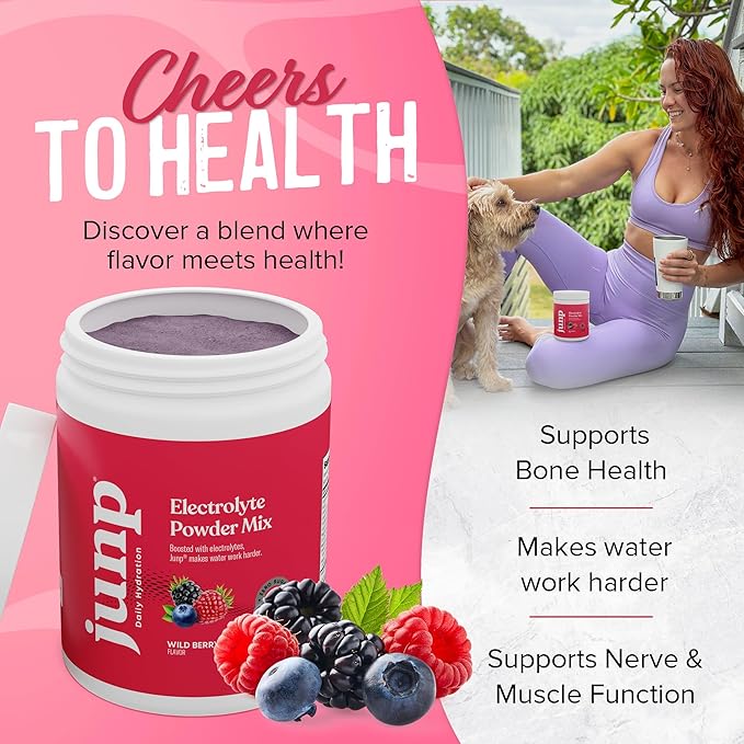 JUNP Electrolytes Powder No Sugar No Carbs, Wild Berry Fruit Flavor Keto Electrolyte Drink Mix