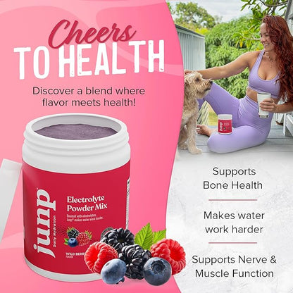 JUNP Electrolytes Powder No Sugar No Carbs, Wild Berry Fruit Flavor Keto Electrolyte Drink Mix
