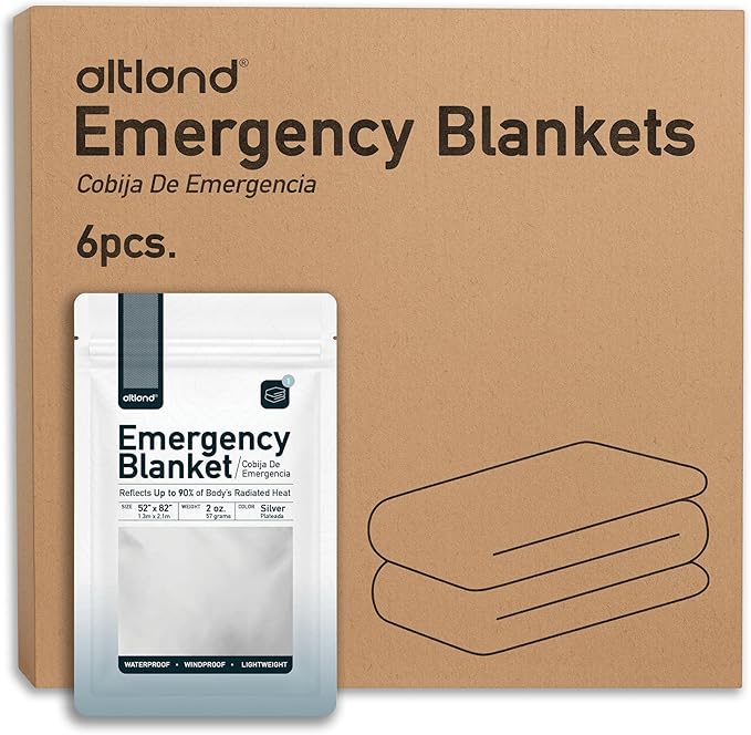 Altland 6 Pack of Emergency Blankets - Heat Reflective Blankets for Winter Survival Kits, Disaster