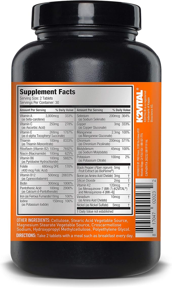 JYM Supplement Science Vita JYM Sports Multivitamin & Mineral Support, Vitamin A, C, B6, B12, E, K