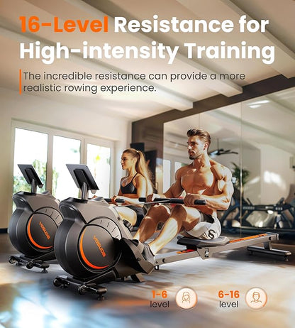 YOSUDA Magnetic/Water Rowing Machine for Home - Rower Machine Use with Bluetooth, App Supported