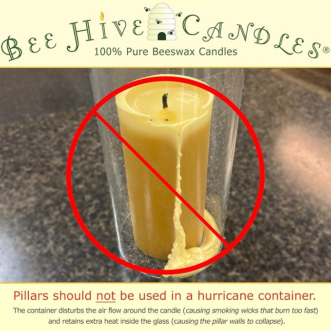 100% Pure Beeswax Pillar Candle (2" x 6") | Natural Beeswax Candles | Soy, Paraffin & Fragrance