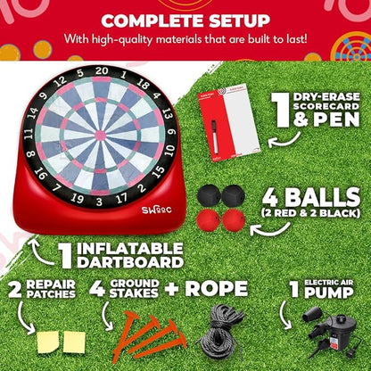 SWOOC Games - XL Giant Kick Darts (Over 8ft Tall) with 15+ Games Included - Jumbo Soccer Darts