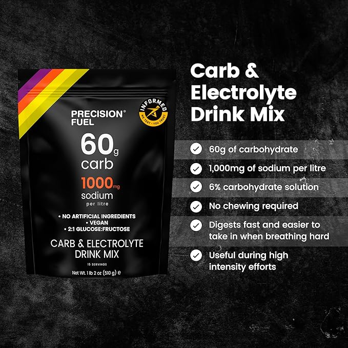 Precision Fuel PF 60 Carb & Electrolyte Drink Mix Powder for Hydration & Energy - Endurance Sports