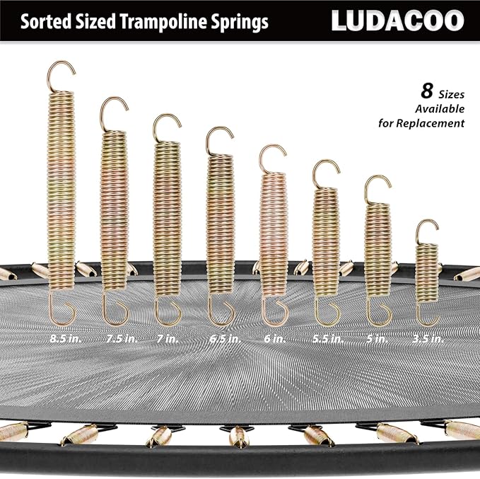 3.5"-8.5" Trampoline Springs, Heavy Duty Stainless Steel Trampoline Accessories with Swivel &