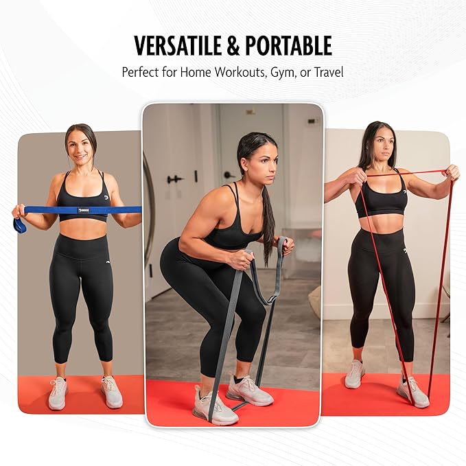 DMoose Fitness Fabric Resistance Bands for Full Body Exercises - Non-Slip Thick Cloth Stretch Band