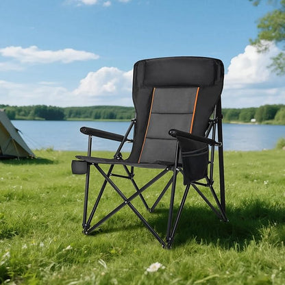 HIGH POINT SPORTS Oversized Folding Camping Chairs for Adults, High Backrest Heavy Duty Lawn Chairs