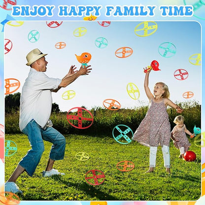 Set of 8 Flying Disc Launcher Toys Bulk Toys for Kids Include String Launchers & Discs Manual
