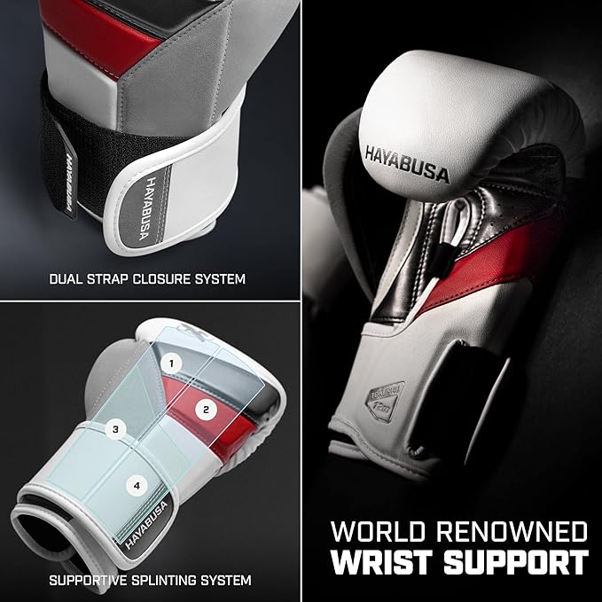 Hayabusa T3 Boxing Gloves for Men and Women Wrist and Knuckle Protection, Dual-X Hook and Loop