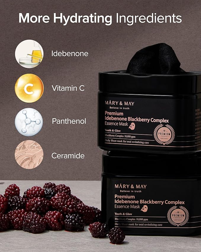 Mary&May Premium Idebenone Blackberry Complex Essence Mask - Quick Dispenser Type Anti Aging Korean
