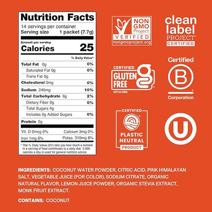 Cure Hydration | Plant-Based Electrolyte Drink Mix | No Added Sugar | FSA-HSA | Dehydration Relief
