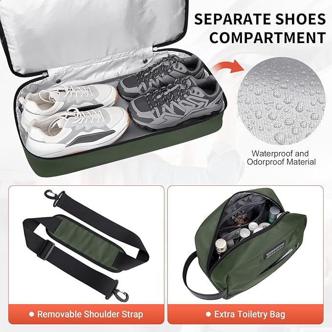 WITZMAN Travel Duffle Bags for Men Weekender Bags with Toiletry Bag Sets Carry On Overnight Bag 55L