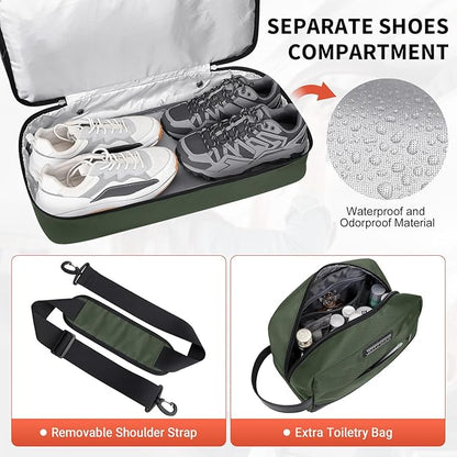 WITZMAN Travel Duffle Bags for Men Weekender Bags with Toiletry Bag Sets Carry On Overnight Bag 55L