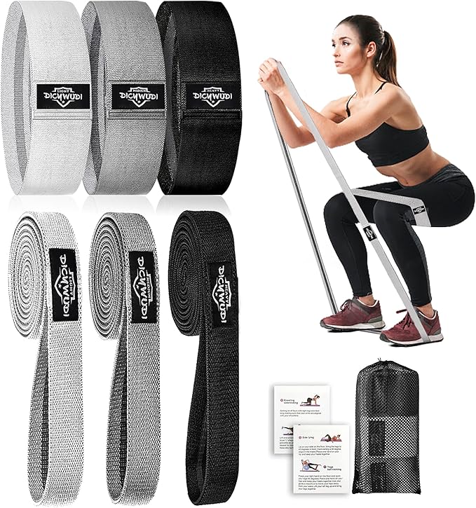 Fabric Resistance Bands for Working Out, 6Pack Non-Slip Exercise Bands for Women and Men, Fabric