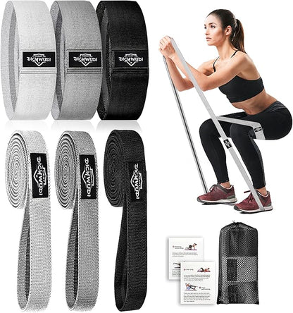 Fabric Resistance Bands for Working Out, 6Pack Non-Slip Exercise Bands for Women and Men, Fabric