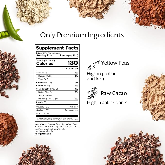 ProMix Nutrition Plant-Based Vegan Protein Powder, Raw Chocolate - Pea Protein & Vitamin B-12