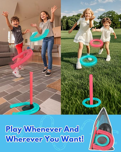 Giant Horseshoe Game Set for Adults and Family – 10" Oversized Lawn Toss Game with Jumbo