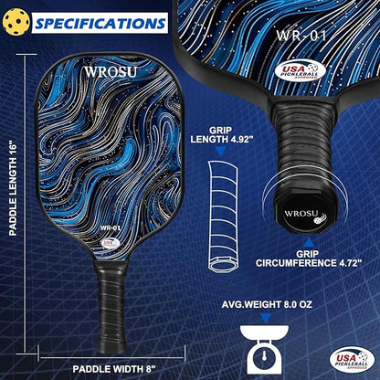 Carbon Fiber Pickleball Paddles Set of 4 or 2 Rackets,USAPA Approved Carbon Fiber Surface Pickle