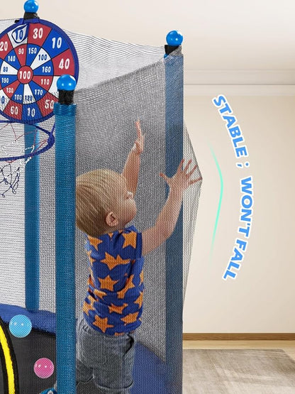 BLUERISE Trampoline 55IN 6FT Toddler Trampoline for Kids Indoor Outdoor Play for Kids Trampoline