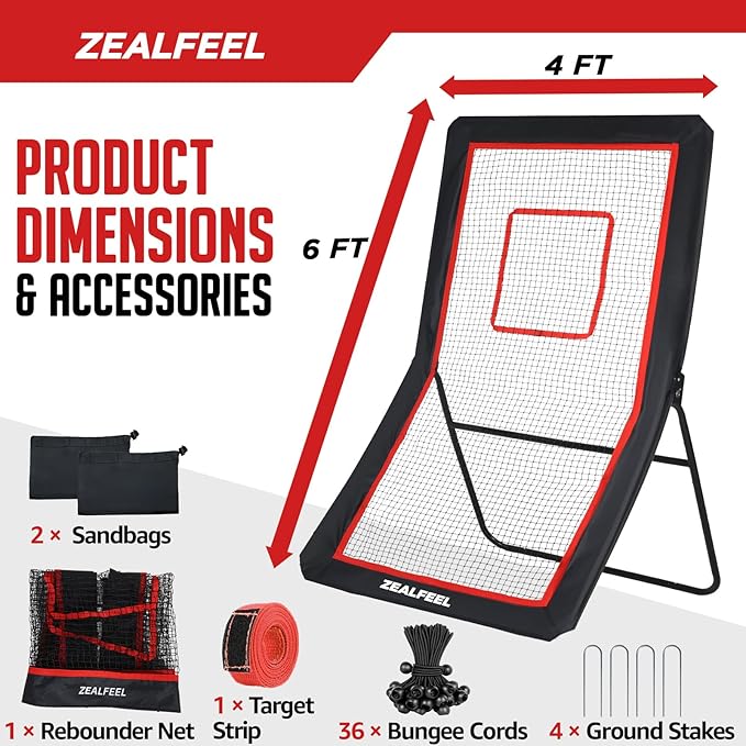 Lacrosse Rebounder, 4x7FT/4x6FT Lacrosse Rebound for Backyard with 5 Rebound Angles, Target Strip