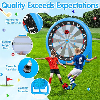 6FT Inflatable Dartboard, Giant Kick Darts Soccer Darts Golf & Throw Dart with Air Pump, Giant