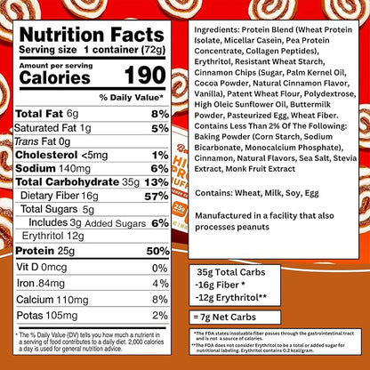 Bootylicious | High-Protein Muffin | 25g Protein, 7g Net Carbs, 2.32-2.75oz Cup, 12-Pack (Cinnamon