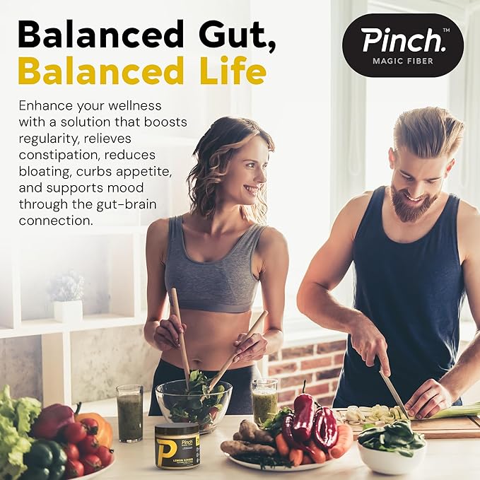 Pinch Magic Sugar Free Fiber Powder ??Light Lemon Ginger Psyllium Husk with Bromelain & Vitamins C