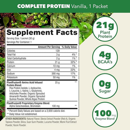 PlantFusion Complete Vegan Protein Powder - Plant Based Protein Powder With BCAAs, Digestive