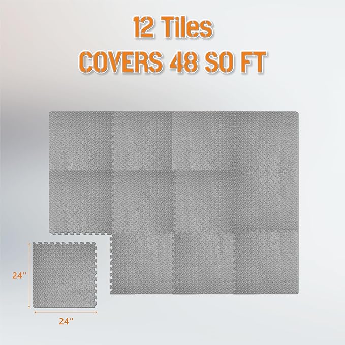 GWT Puzzle Exercise Mat, EVA Foam Interlocking Floor Tiles for Home Gym, Workout Equipment
