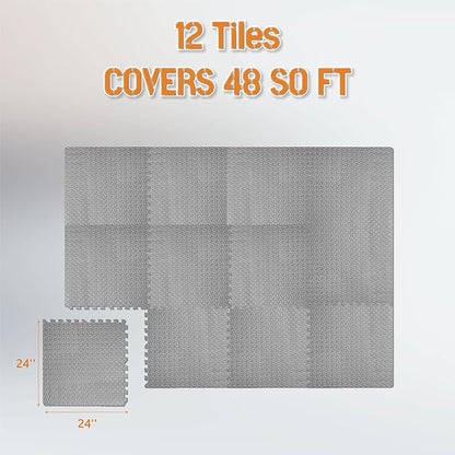 GWT Puzzle Exercise Mat, EVA Foam Interlocking Floor Tiles for Home Gym, Workout Equipment