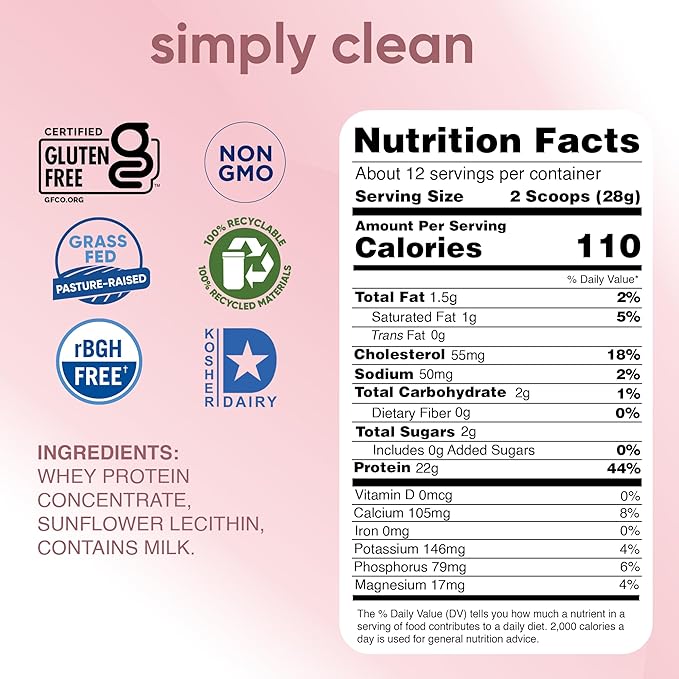 Simply tera's Pure Whey Protein Powder - Grass Fed Whey Protein Powder, Clean & Natural