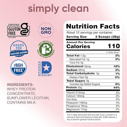 Simply tera's Pure Whey Protein Powder - Grass Fed Whey Protein Powder, Clean & Natural