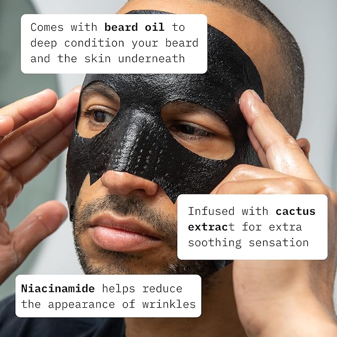 Cardon Face Mask for Bearded Men | Korean Sheet Mask for Men | Bamboo Charcoal Facial Mask and