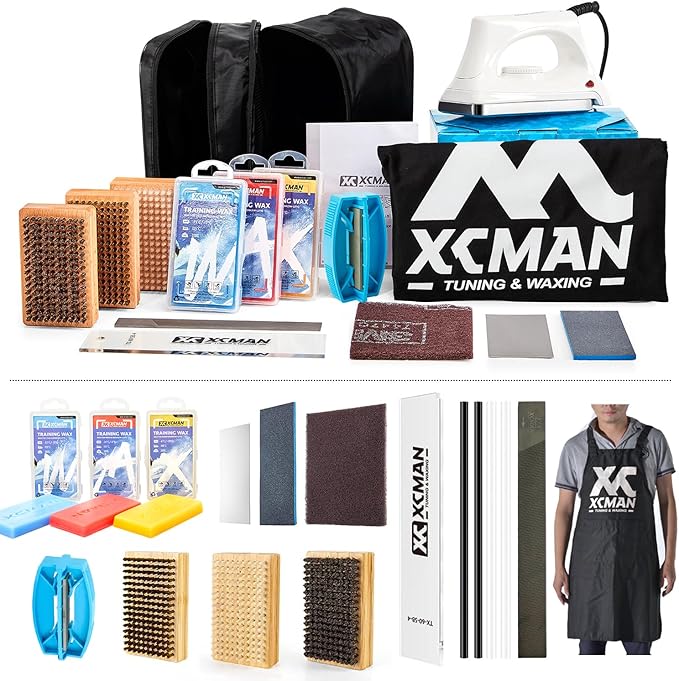 XCMAN Complete Ski Snowboard Tuning and Waxing Kit with Waxing Iron,Universal Wax,Edge
