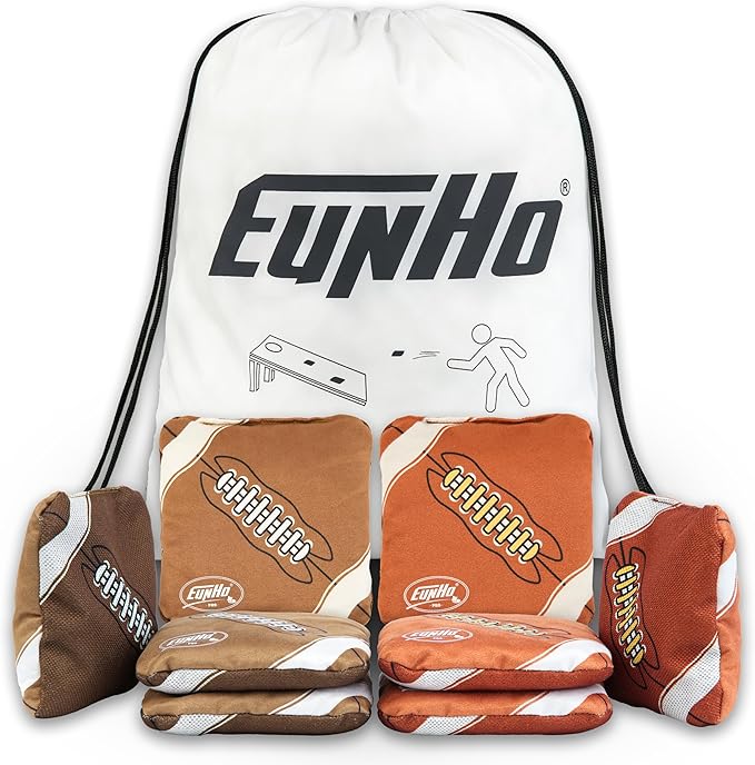 EunHo Dual Sided Cornhole Bags Regulation Set of 8 Professional Cornhole Bean Bags Slick and Stick