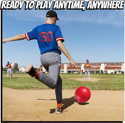 10 Inch Kickball Playground Balls - (Pack of 6) Inflatable Rubber Indoor Outdoor Bouncy Balls for