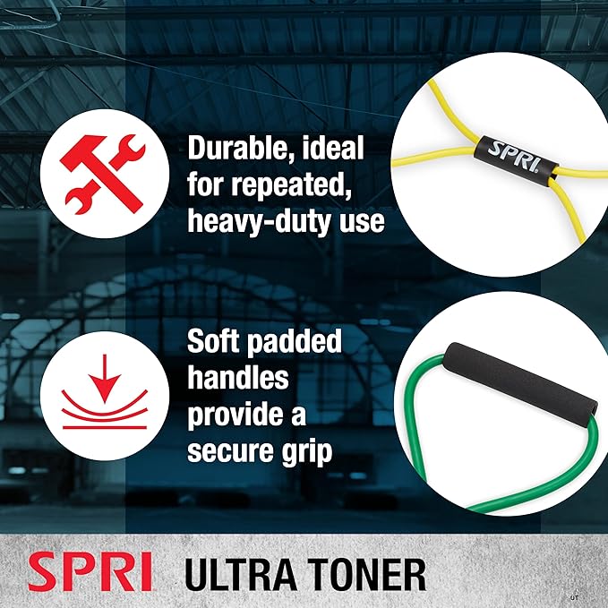 SPRI Ultra Toner Figure 8 Resistance Band with Padded Handles Great for Stretch, Exercise, Fitness