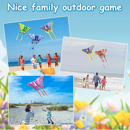 5 Pack Kites for Kids & Adults, Rainbow Butterfly Kite Delta Kites for Kids Age 4-8 8-12, Easy to