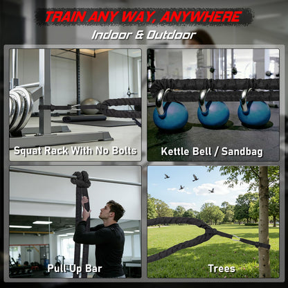 Battle Rope for Home Gym Workout - 1.5 Inch 30ft Heavy Weighted Training Exercise Ropes Fitness