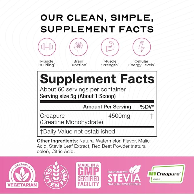 Muscle Feast Creapure Creatine Monohydrate Powder, Vegan Keto Friendly Gluten-Free Easy to Mix