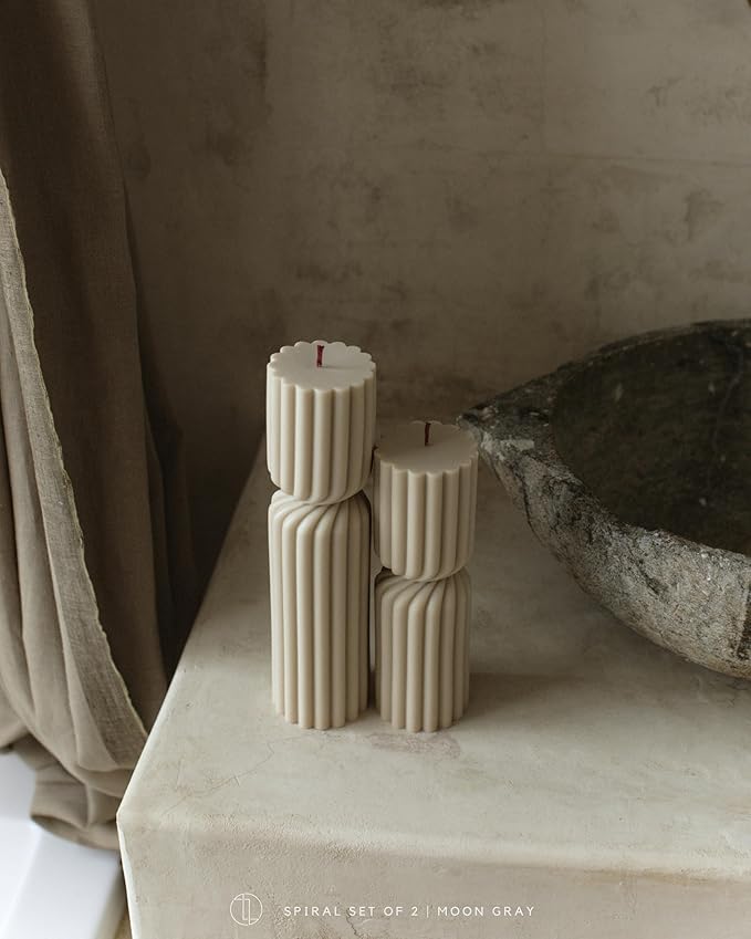 LAWA Spiral Spire Candle - Large Beautiful Handmade Pillar Scented Soy Wax Elegant Bubble Aesthetic