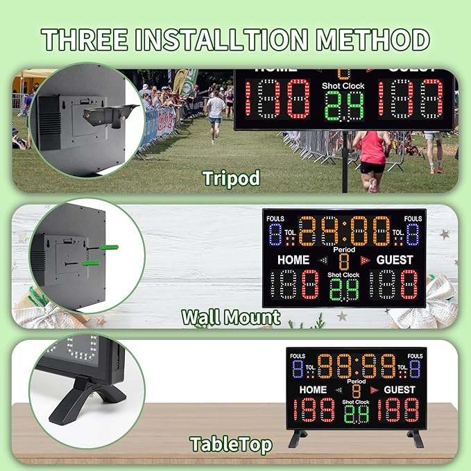 Basketball Digital Scoreboard with Remote,Battery Powered Portable Tabletop Electronic Scoreboard