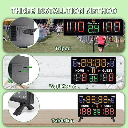 Basketball Digital Scoreboard with Remote,Battery Powered Portable Tabletop Electronic Scoreboard