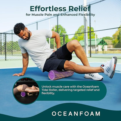 Oceanfoam Tidal Roller - Purple, Gold & Natural Marbled - Muscle Massage Foam Roller for Back Pain