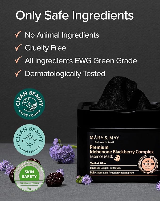 Mary&May Premium Idebenone Blackberry Complex Essence Mask - Quick Dispenser Type Anti Aging Korean