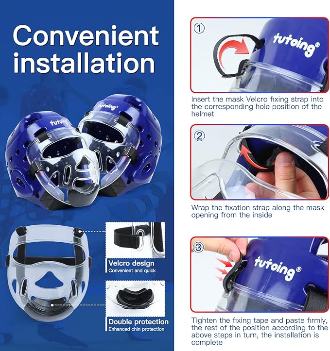 Kids Adults Karate Headgear MMA Martial Arts Helmet, Removable Face Shield, Soft Head Gear for